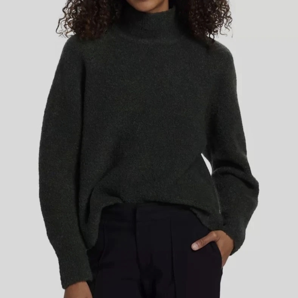 Theory Green Boucle Turtleneck Sweater Sz.L